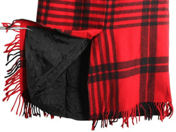 90s USA製 ウール リッチ チェック ウール フリンジ付 タイト スカート レディース XS 程 旧タグ オールド WOOLRICH ツートン ライナー付き