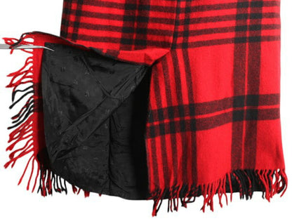 90s USA製 ウール リッチ チェック ウール フリンジ付 タイト スカート レディース XS 程 旧タグ オールド WOOLRICH ツートン ライナー付き