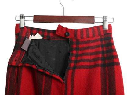 90s USA製 ウール リッチ チェック ウール フリンジ付 タイト スカート レディース XS 程 旧タグ オールド WOOLRICH ツートン ライナー付き