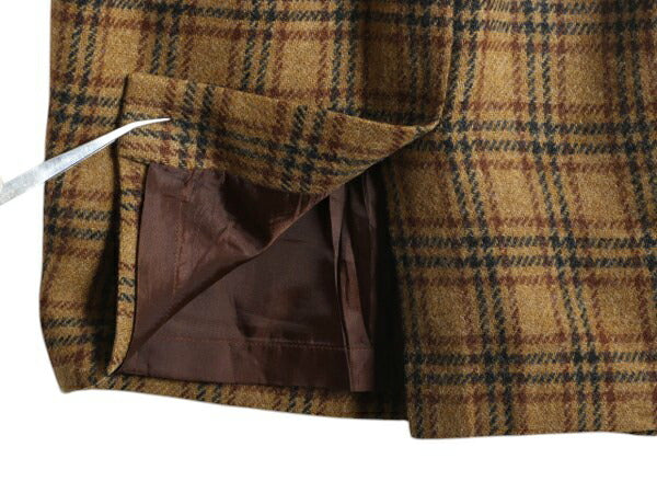 70s USA製 ブルックスブラザーズ ウール チェック タイト スカート レディース XS 古着 ヴィンテージ BROOKS BROTHERS ひざ丈 ライナー付き