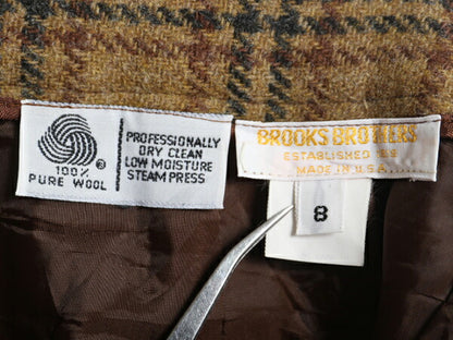 70s USA製 ブルックスブラザーズ ウール チェック タイト スカート レディース XS 古着 ヴィンテージ BROOKS BROTHERS ひざ丈 ライナー付き