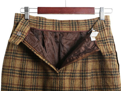 70s USA製 ブルックスブラザーズ ウール チェック タイト スカート レディース XS 古着 ヴィンテージ BROOKS BROTHERS ひざ丈 ライナー付き