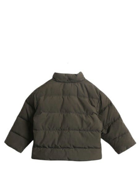 90s ポロ ラルフローレン ダウン ジャケット キッズ 3歳 100cm / 古着 子ども 子供服 キルティング ナイロン ハイネック フルジップ カーキ