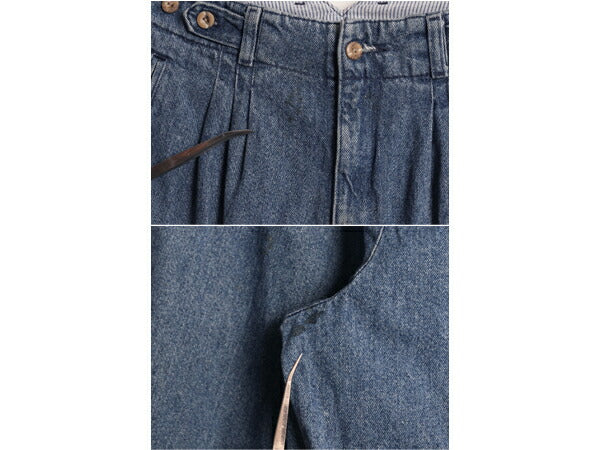 90s USA製 ドッカーズ リーバイス デニム スラックス パンツ レディース M 古着 オールド タック入り ジーンズ 濃紺 ハイウエスト ゆったり
