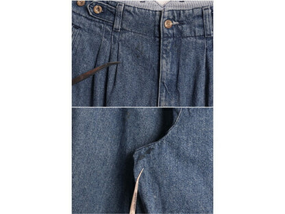 90s USA製 ドッカーズ リーバイス デニム スラックス パンツ レディース M 古着 オールド タック入り ジーンズ 濃紺 ハイウエスト ゆったり