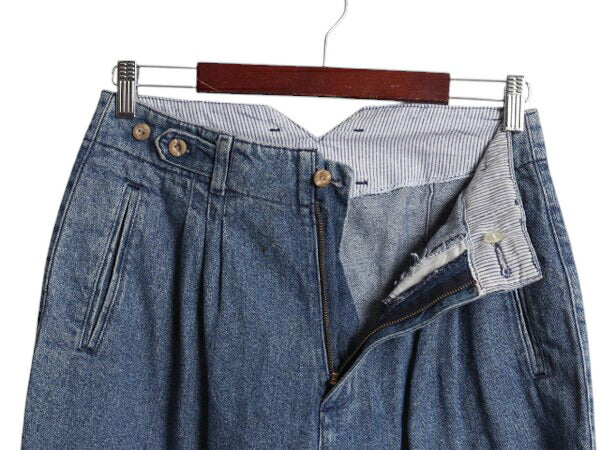 90s USA製 ドッカーズ リーバイス デニム スラックス パンツ レディース M 古着 オールド タック入り ジーンズ 濃紺 ハイウエスト ゆったり