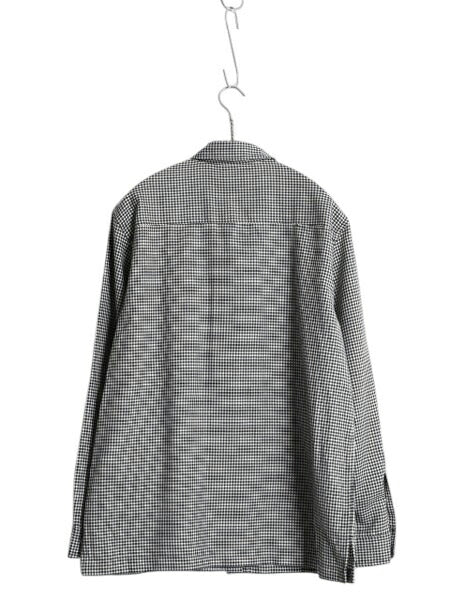 00s ローレン ラルフローレン チェック シャツ ジャケット レディース M サマー ウール 千鳥格子 長袖シャツ ボックス きれいめ カジュアル
