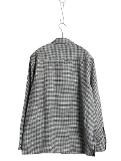 00s ローレン ラルフローレン チェック シャツ ジャケット レディース M サマー ウール 千鳥格子 長袖シャツ ボックス きれいめ カジュアル