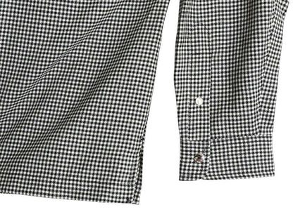 00s ローレン ラルフローレン チェック シャツ ジャケット レディース M サマー ウール 千鳥格子 長袖シャツ ボックス きれいめ カジュアル