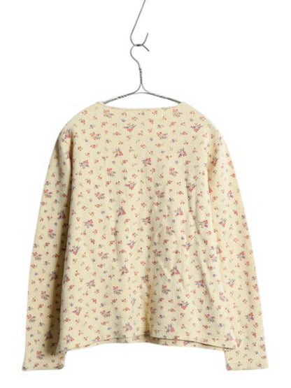 90's エルエルビーン 織柄入り 長袖 Tシャツ レディース M / オールド コットン 花柄 カットソー ロンT アンダーシャツ インナー ゆったり