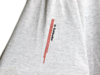 90s USA製 企業 ロゴ プリント 半袖 Tシャツ メンズ L オールド コットン ヘビーウェイト カットソー シンプル 当時物 ワンポイント グレー