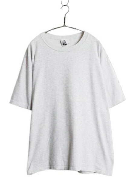 90s USA製 企業 ロゴ プリント 半袖 Tシャツ メンズ L オールド コットン ヘビーウェイト カットソー シンプル 当時物 ワンポイント グレー