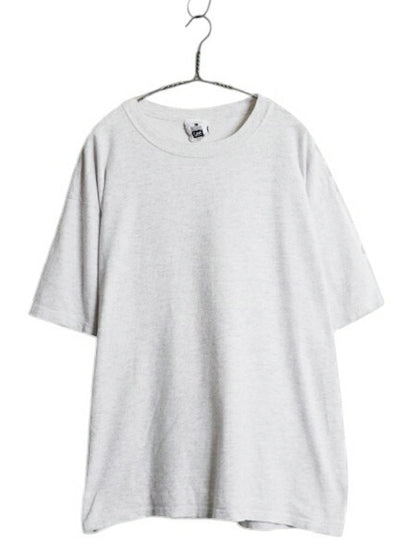 90s USA製 企業 ロゴ プリント 半袖 Tシャツ メンズ L オールド コットン ヘビーウェイト カットソー シンプル 当時物 ワンポイント グレー