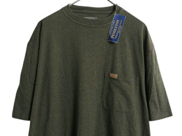 デッドストック ペンドルトン ポケット付き 無地 半袖 Tシャツ メンズ XL 古着 ポケT カットソー ボックス ヘビーウェイト 大きいサイズ 緑