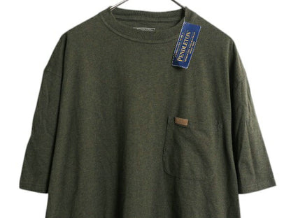 デッドストック ペンドルトン ポケット付き 無地 半袖 Tシャツ メンズ XL 古着 ポケT カットソー ボックス ヘビーウェイト 大きいサイズ 緑
