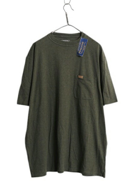 デッドストック ペンドルトン ポケット付き 無地 半袖 Tシャツ メンズ XL 古着 ポケT カットソー ボックス ヘビーウェイト 大きいサイズ 緑