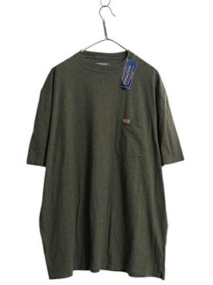 デッドストック ペンドルトン ポケット付き 無地 半袖 Tシャツ メンズ XL 古着 ポケT カットソー ボックス ヘビーウェイト 大きいサイズ 緑