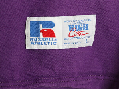 90s USA製 ラッセル ポケット付き 無地 半袖 Tシャツ メンズ レディース L / オールド ヘビーウェイト ポケT カットソー ブランク パープル