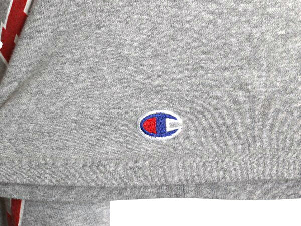 90s チャンピオン 2段 カレッジ プリント 半袖 Tシャツ メンズ L / 古着 オールド ヘビーウェイト カットソー 目付き スポーツ ゆったり 灰