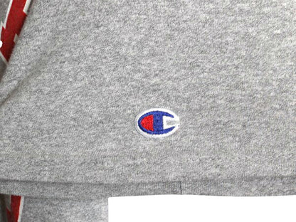 90s チャンピオン 2段 カレッジ プリント 半袖 Tシャツ メンズ L / 古着 オールド ヘビーウェイト カットソー 目付き スポーツ ゆったり 灰