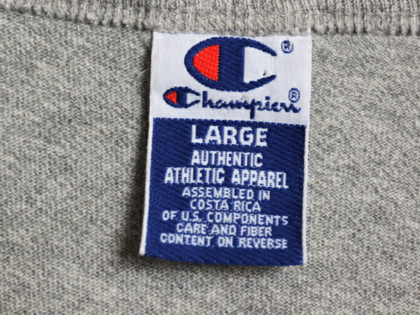 90s チャンピオン 2段 カレッジ プリント 半袖 Tシャツ メンズ L / 古着 オールド ヘビーウェイト カットソー 目付き スポーツ ゆったり 灰