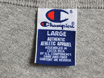 90s チャンピオン 2段 カレッジ プリント 半袖 Tシャツ メンズ L / 古着 オールド ヘビーウェイト カットソー 目付き スポーツ ゆったり 灰