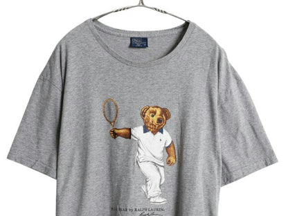 00s ポロベア ポロ ラルフローレン プリント 半袖 Tシャツ メンズ L / オールド キャラクター カットソー コットン プリントT 灰 シンプル
