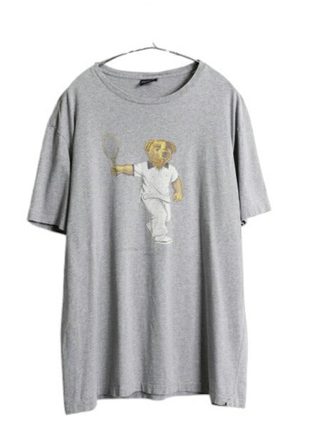 00s ポロベア ポロ ラルフローレン プリント 半袖 Tシャツ メンズ L / オールド キャラクター カットソー コットン プリントT シンプル 灰