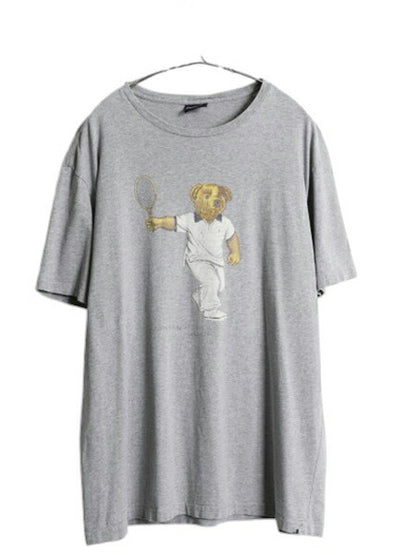 00s ポロベア ポロ ラルフローレン プリント 半袖 Tシャツ メンズ L / オールド キャラクター カットソー コットン プリントT シンプル 灰