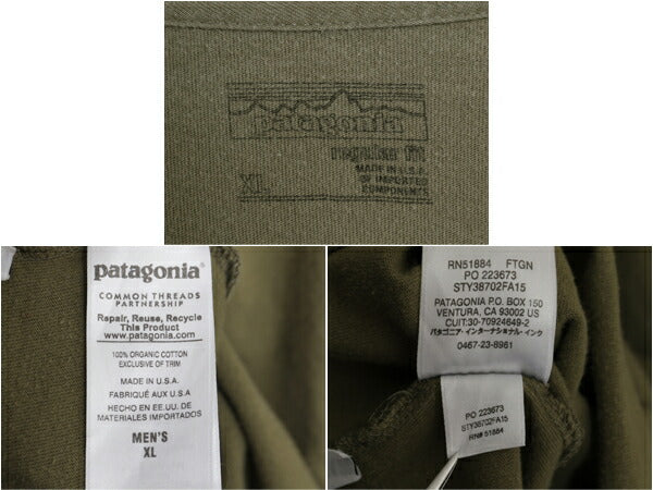 USA製 パタゴニア 両面 プリント 長袖 Tシャツ メンズ XL 15年製 ロンT フィッツロイ トラウト カットソー グラフィック バックプリント 緑