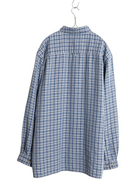 ノースフェイス チェック 長袖 シャツ メンズ XL 古着 長袖シャツ ポケット付き ワンポイント マルチカラー MODAL 大きいサイズ カジュアル
