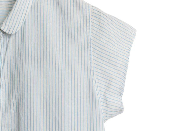パタゴニア ストライプ シャツ レディース S M 程/ 16年製 フレンチ スリーブ ブラウス オーガニック コットン ヘンプ 丸襟 きれいめ 薄手