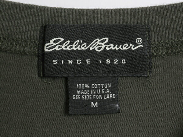 00s USA製 エディーバウアー 無地 半袖 Tシャツ メンズ M / オールド コットン カットソー ヘビーウェイト シンプル ゆったり ブランク 緑