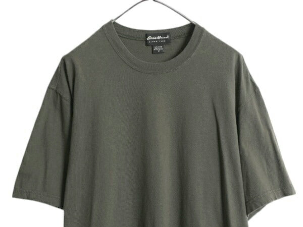 00s USA製 エディーバウアー 無地 半袖 Tシャツ メンズ M / オールド コットン カットソー ヘビーウェイト シンプル ゆったり ブランク 緑