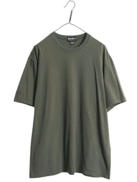 00s USA製 エディーバウアー 無地 半袖 Tシャツ メンズ M / オールド コットン カットソー ヘビーウェイト シンプル ゆったり ブランク 緑