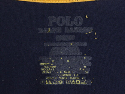 ポロベア ポロ ラルフローレン 長袖 Tシャツ メンズ S レディース M 程/ 古着 ロンT カットソー キャラクター 刺繍 ワンポイント 紺 薄手