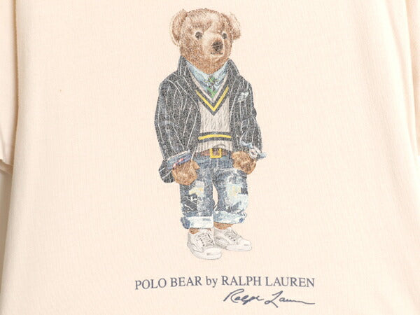 ポロベア ポロ ラルフローレン プリント 半袖 Tシャツ メンズ レディース M キャラクター コットン カットソー シングルステッチ ベージュ