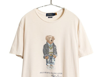 ポロベア ポロ ラルフローレン プリント 半袖 Tシャツ メンズ レディース M キャラクター コットン カットソー シングルステッチ ベージュ