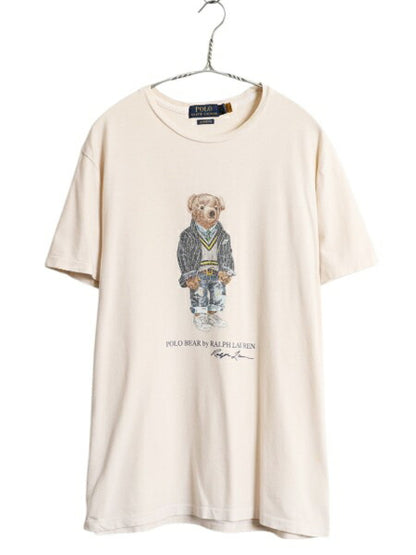 ポロベア ポロ ラルフローレン プリント 半袖 Tシャツ メンズ レディース M キャラクター コットン カットソー シングルステッチ ベージュ
