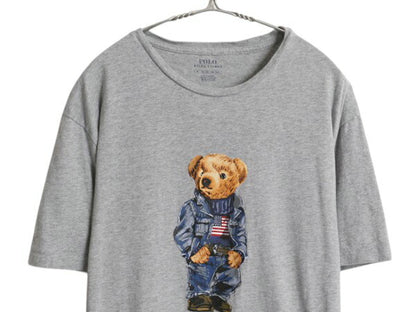 ポロベア ポロ ラルフローレン プリント 半袖 Tシャツ メンズ XL キャラクター コットン カットソー シングルステッチ 大きいサイズ グレー