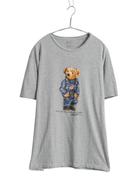 ポロベア ポロ ラルフローレン プリント 半袖 Tシャツ メンズ XL キャラクター コットン カットソー シングルステッチ 大きいサイズ グレー