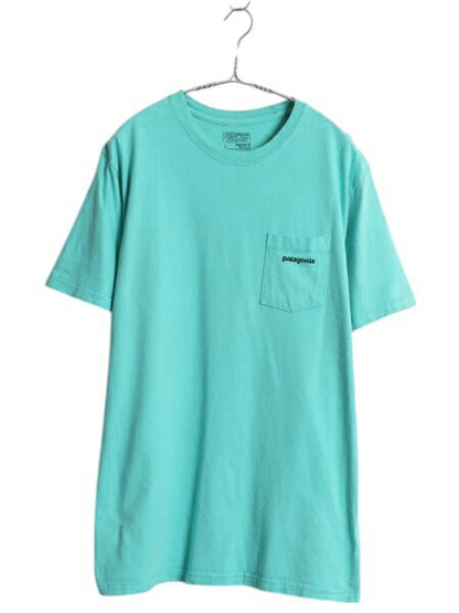 パタゴニア ポケット付き 両面 プリント 半袖 Tシャツ メンズ L 古着 17年製 アウトドア P6 バックプリント ボックスロゴ カットソー ポケT