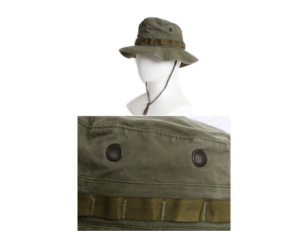80s 米軍実物 US ARMY ジャングル ハット 実寸 54cm XS 程/ 82年製 ヴィンテージ ミリタリー リップストップ コットン 無地 カーキ 当時物