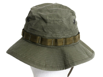 80s 米軍実物 US ARMY ジャングル ハット 実寸 54cm XS 程/ 82年製 ヴィンテージ ミリタリー リップストップ コットン 無地 カーキ 当時物