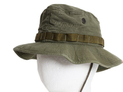 80s 米軍実物 US ARMY ジャングル ハット 実寸 54cm XS 程/ 82年製 ヴィンテージ ミリタリー リップストップ コットン 無地 カーキ 当時物