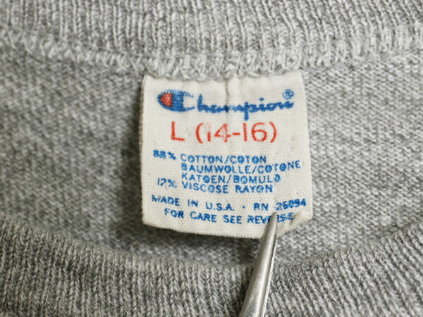 80s USA製 チャンピオン 3段 カレッジ 染込み プリント 半袖 Tシャツ キッズ L 140cm 程 古着 ヴィンテージ 88 12 シングルステッチ 目付き