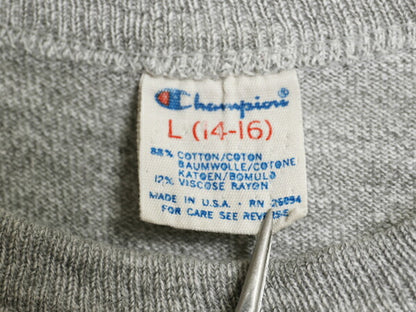 80s USA製 チャンピオン 3段 カレッジ 染込み プリント 半袖 Tシャツ キッズ L 140cm 程 古着 ヴィンテージ 88 12 シングルステッチ 目付き