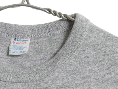 80s USA製 チャンピオン 3段 染み込み プリント 半袖 Tシャツ キッズ M 100cm 程 古着 ヴィンテージ 88 12 NFL ジャイアンツ 霜降り グレー