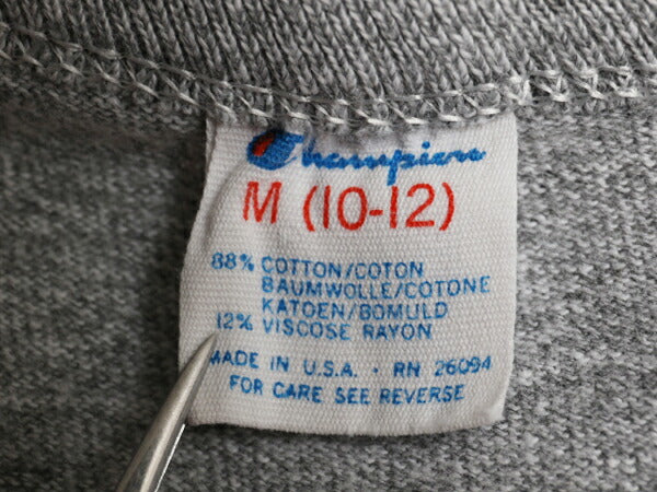 80s USA製 チャンピオン 3段 染み込み プリント 半袖 Tシャツ キッズ M 100cm 程 古着 ヴィンテージ 88 12 NFL ジャイアンツ 霜降り グレー