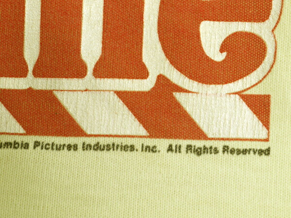 80s アニー プリント 半袖 Tシャツ キッズ ガールズ 100cm 程 ヴィンテージ ムービー シングルステッチ カットソー 映画 シンプル イエロー